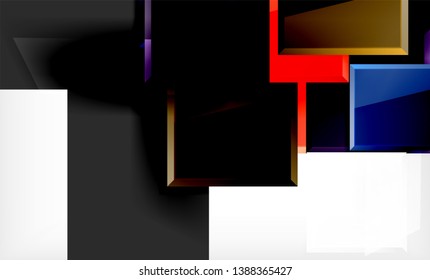 Bright colorful square shape blocks geometrical background, vector modern template