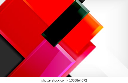 Bright colorful square shape blocks geometrical background, vector modern template