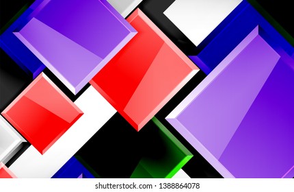 Bright colorful square shape blocks geometrical background, vector modern template