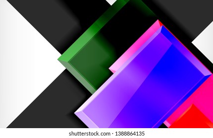 Bright colorful square shape blocks geometrical background, vector modern template