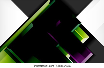 Helle, bunte quadratische Formblöcke, geometrischer Hintergrund, moderne Vektorgrafik