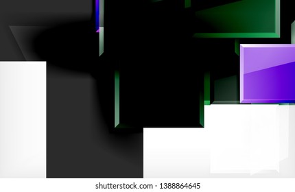 Bright colorful square shape blocks geometrical background, vector modern template