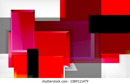 Bright colorful square shape blocks geometrical background, vector modern template