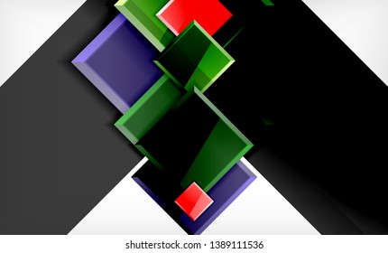 Bright colorful square shape blocks geometrical background, vector modern template