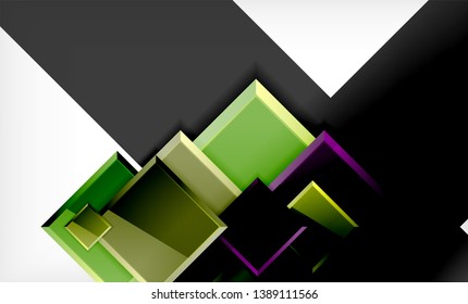 Bright colorful square shape blocks geometrical background, vector modern template