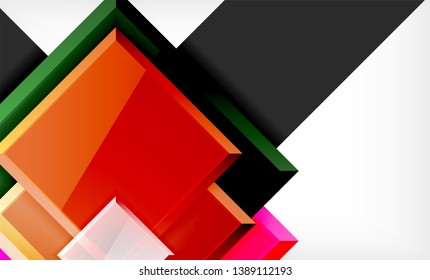 Bright colorful square shape blocks geometrical background, vector modern template