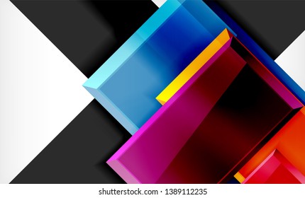 Bright colorful square shape blocks geometrical background, vector modern template