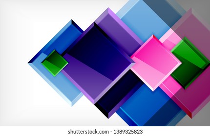 Bright colorful square shape blocks geometrical background, vector modern template