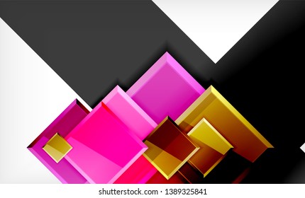 Forma quadrada colorido brilhante bloqueia fundo geométrico, vetor modelo moderno
