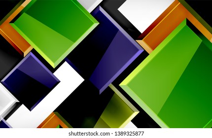 Bright colorful square shape blocks geometrical background, vector modern template