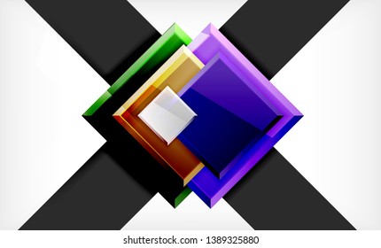 Bright colorful square shape blocks geometrical background, vector modern template