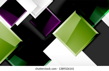 Bright colorful square shape blocks geometrical background, vector modern template