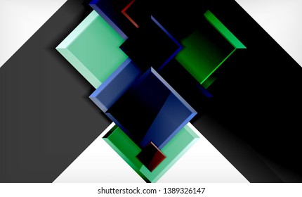 Forma cuadrada de color brillante bloques de fondo geométrico, plantilla vectorial moderna