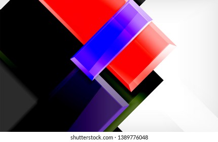 Bright colorful square shape blocks geometrical background, vector modern template