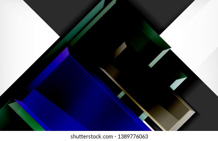 Helle, bunte quadratische Formblöcke, geometrischer Hintergrund, moderne Vektorgrafik