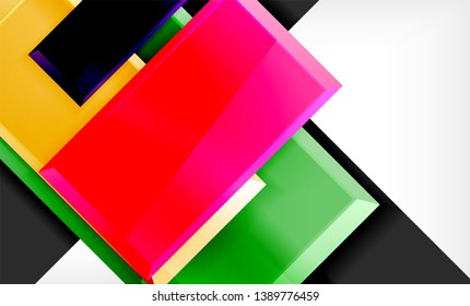 Bright colorful square shape blocks geometrical background, vector modern template