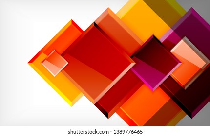 Forma cuadrada de color brillante bloques de fondo geométrico, plantilla vectorial moderna