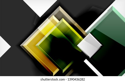 Bright colorful square shape blocks geometrical background, vector modern template