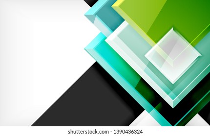 Bright colorful square shape blocks geometrical background, vector modern template