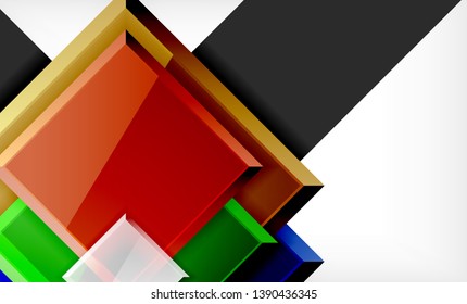 Bright colorful square shape blocks geometrical background, vector modern template
