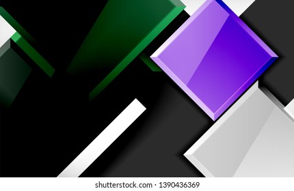 Bright colorful square shape blocks geometrical background, vector modern template