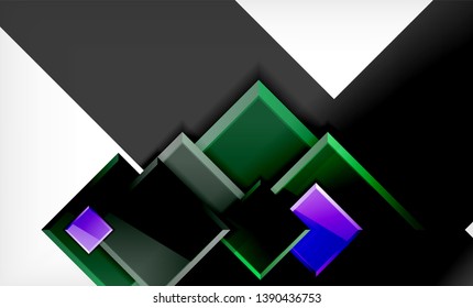 Forma cuadrada de color brillante bloques de fondo geométrico, plantilla vectorial moderna