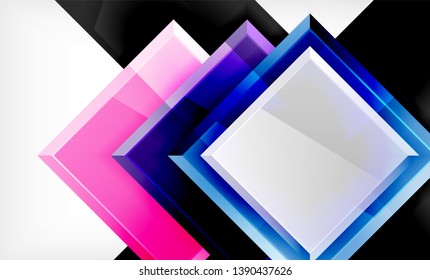 Bright colorful square shape blocks geometrical background, vector modern template