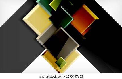 Bright colorful square shape blocks geometrical background, vector modern template