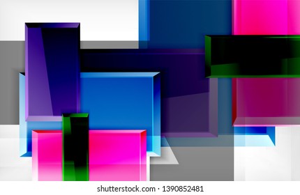 Bright colorful square shape blocks geometrical background, vector modern template