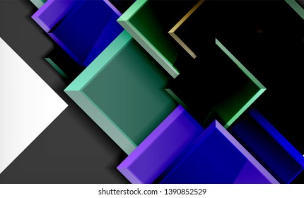 Bright colorful square shape blocks geometrical background, vector modern template