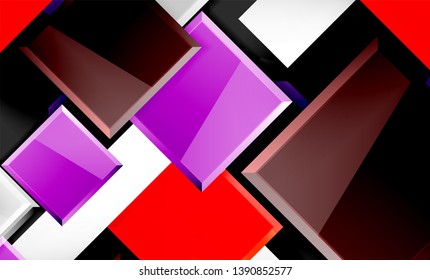 Bright colorful square shape blocks geometrical background, vector modern template