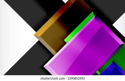 Bright colorful square shape blocks geometrical background, vector modern template