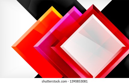 Forma cuadrada de color brillante bloques de fondo geométrico, plantilla vectorial moderna