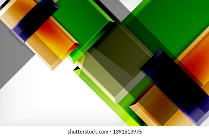 Bright colorful square shape blocks geometrical background, vector modern template