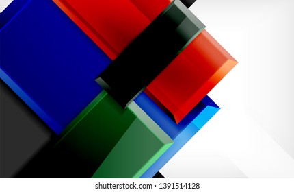 Forma cuadrada de color brillante bloques de fondo geométrico, plantilla vectorial moderna