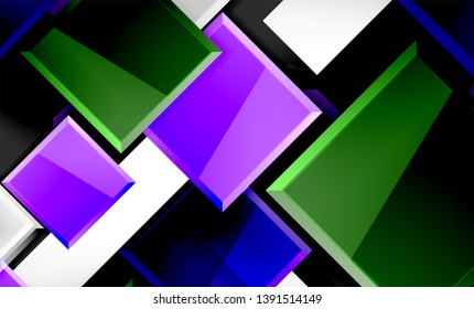 Bright colorful square shape blocks geometrical background, vector modern template