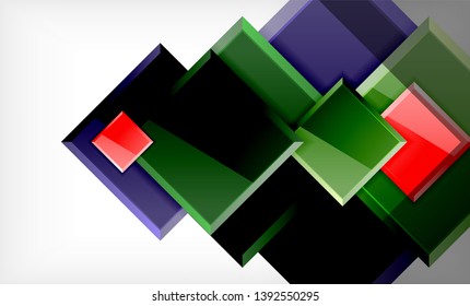 Bright colorful square shape blocks geometrical background, vector modern template