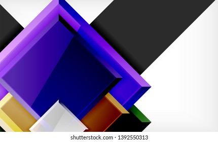 Bright colorful square shape blocks geometrical background, vector modern template