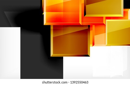 Bright colorful square shape blocks geometrical background, vector modern template