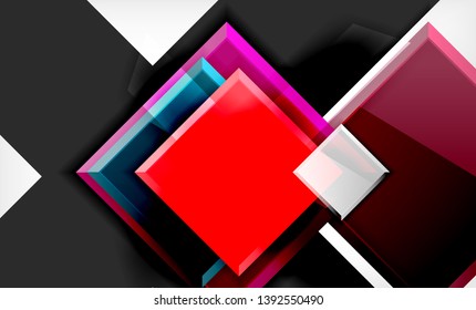 Bright colorful square shape blocks geometrical background, vector modern template