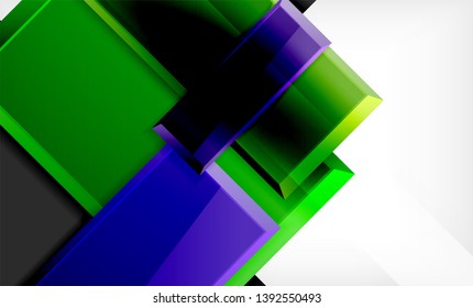 Forma cuadrada de color brillante bloques de fondo geométrico, plantilla vectorial moderna
