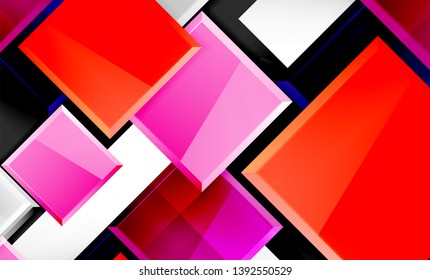 Forma cuadrada de color brillante bloques de fondo geométrico, plantilla vectorial moderna