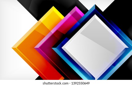 Forma cuadrada de color brillante bloques de fondo geométrico, plantilla vectorial moderna