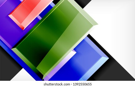 Bright colorful square shape blocks geometrical background, vector modern template