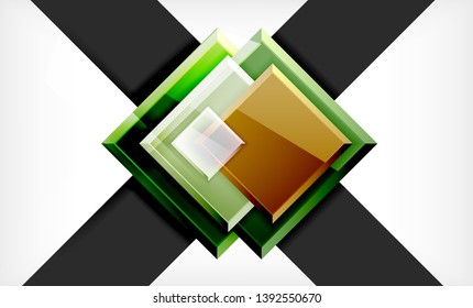 Bright colorful square shape blocks geometrical background, vector modern template
