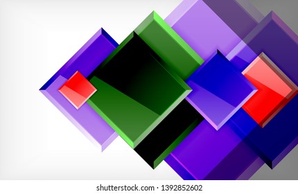 Bright colorful square shape blocks geometrical background, vector modern template
