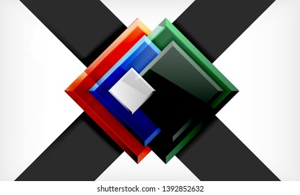 Bright colorful square shape blocks geometrical background, vector modern template