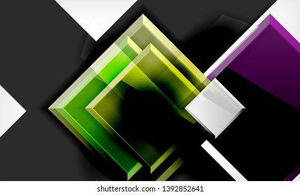 Forma cuadrada de color brillante bloques de fondo geométrico, plantilla vectorial moderna