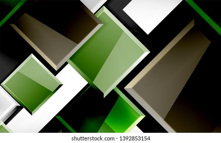 Forma cuadrada de color brillante bloques de fondo geométrico, plantilla vectorial moderna
