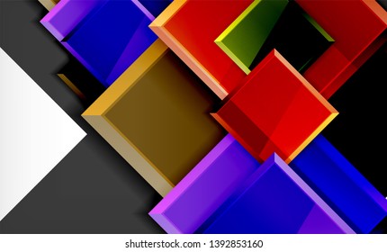 Bright colorful square shape blocks geometrical background, vector modern template